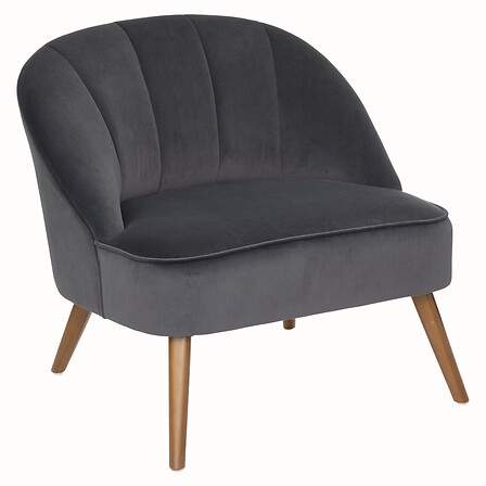 Naova sammetsfåtölj med grå träben | Hem & Hobby | Pryloteket