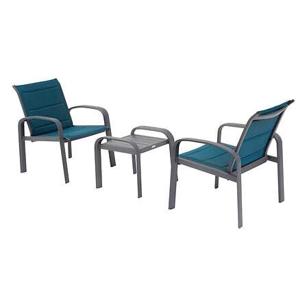 Teal Graphite 2x2-personers aluminiums terrassesæt – Hurtigtørrende hynder