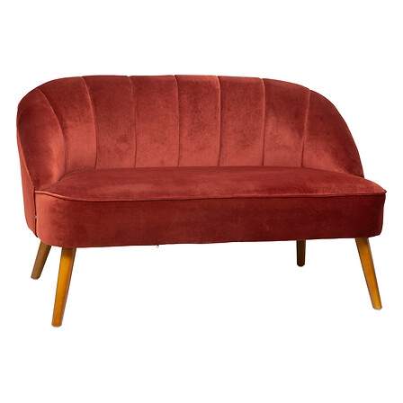 Naova 2-personers sofa i fløjl med ben af ​​terrakottatræ
