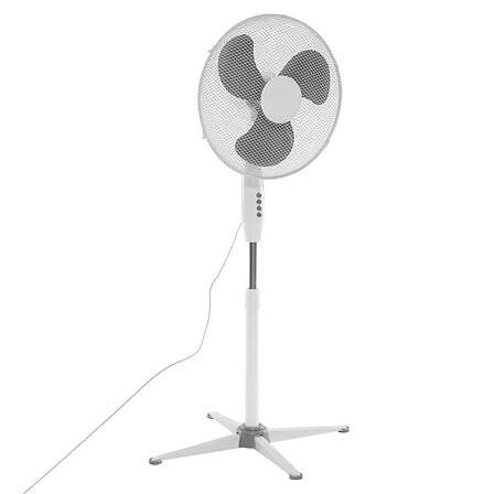 Oscillerende ventilator, justerbar højde, 45W, hvid