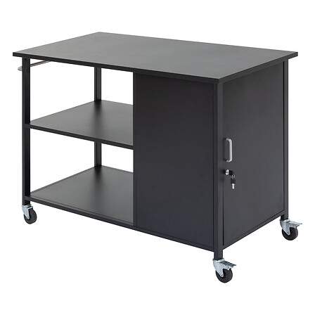 Vagn med förvaring och hjul 126 x 60 x 86 cm svart stål | Hem & Hobby | Pryloteket