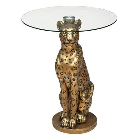 Rundt sofabord med vild leopard