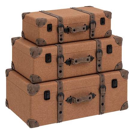 Sæt med 3 Be vintage kufferter brunt træ