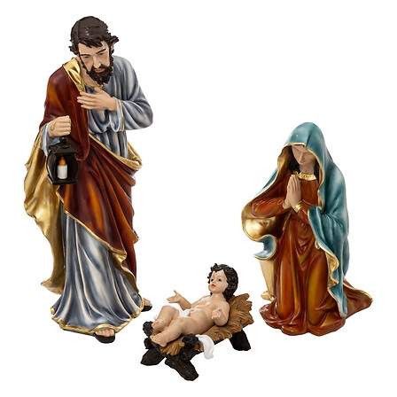 Sæt med 3 julekrybbefigurer Jesus Maria Josef højde 93 cm