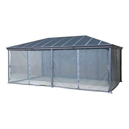 Myggegardiner til Belize pergola 3,6 x 6 m skifergrå