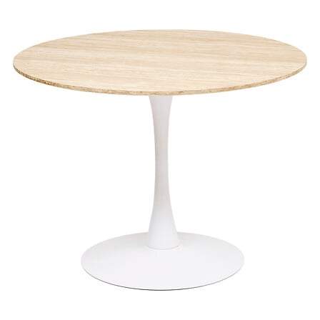 Rundt spisebord, 102 cm, MDF med travertin-look