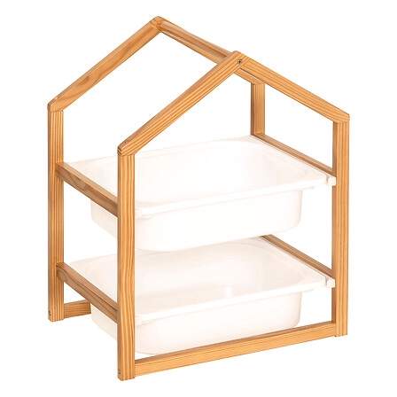 Opbevaringsmøbel med 2 kasser Bako L. 43 x D. 30 x H. 54,5 cm fyr og hvid PP