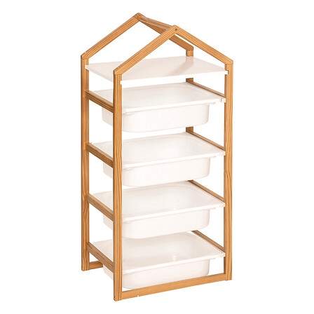 Förvaringsenhet 3 lådor Bako L. 43 x D. 30 x H. 94,5 cm furu och vit PP | Hem & Hobby | Pryloteket