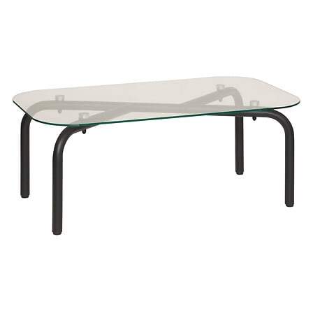 Sort metal sofabord – 100x60 cm, hærdet glas