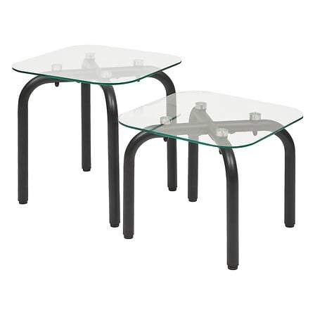 Set med 2 svarta soffbord i metall – fyrkantiga glasskivor | Hem & Hobby | Pryloteket