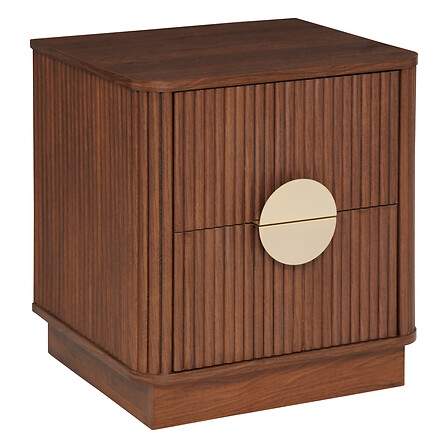 Nattduksbord med 2 lådor, valnötsliknande MDF | Hem & Hobby | Pryloteket