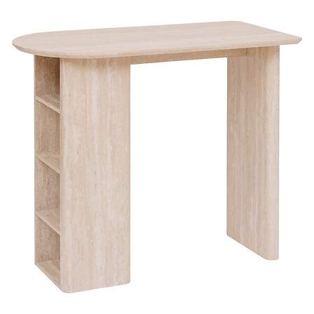 Ovalt barbord med opbevaring – 120x60 cm MDF travertin