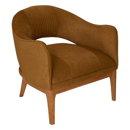 Lænestol i velour, Libor, kamel