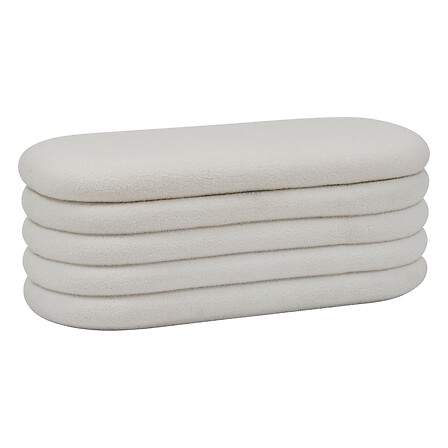Förvaringsbänk bouclé Giulia L. 110 x D. 46 x H. 40,5 cm vit | Hem & Hobby | Pryloteket