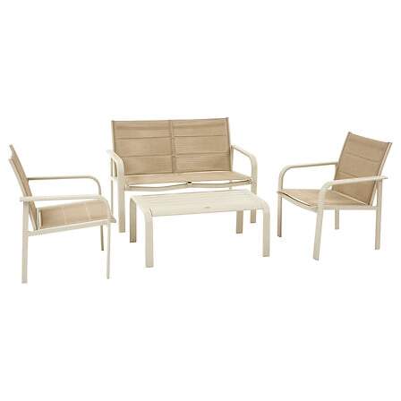 4-personers aluminiums loungesæt – justerbart, rustbestandigt