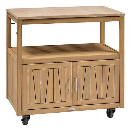 Udendørs køkkenmøbel – akacie og aluminium, 2 døre, mobil