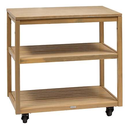 Uteköksenhet – 2 hyllplan i akacia och aluminium, mobil | Hem & Hobby | Pryloteket