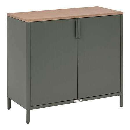 Udendørs skænk, stål og hør, 90x46x76 cm, grøn