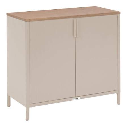 Udendørs stålskænk – 90x46x76 cm, bordplade med trælook