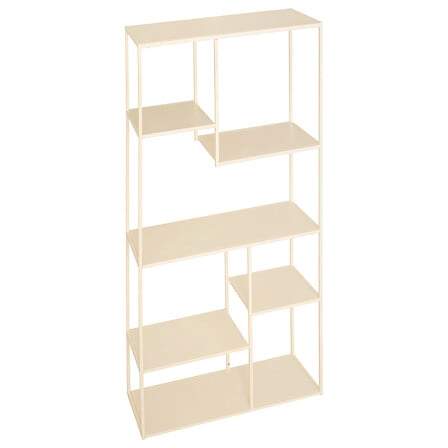 6-lags beige metalhylde, vandafvisende, 180 cm