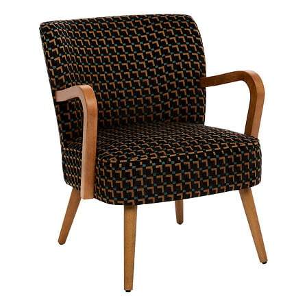 Lænestol med armlæn Chiara jacquard chenille sort