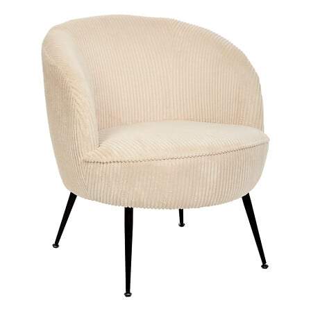 Tildae ribbet lænestol cremefarvet