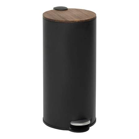 30L sort akacie pedalspand – blød lukning, nem rengøring