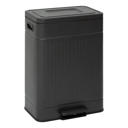 Dobbelt 30L sort metalbeholder med blød lukning