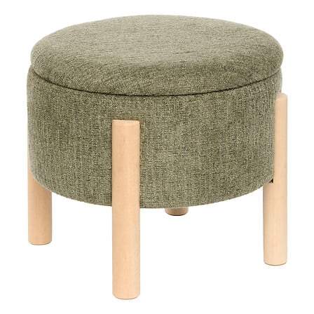 Opbevaringsskammel Elki diam 45,5 cm khaki chenille