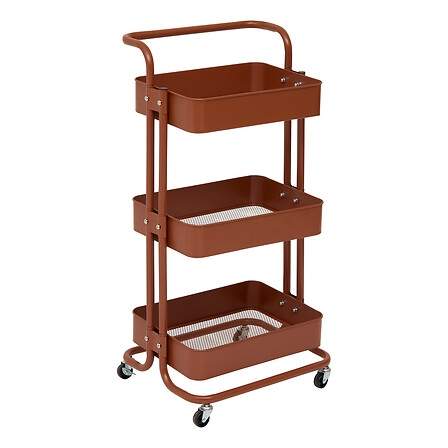 Trolley på hjul Color Edition 3 niveauer mahogni metal