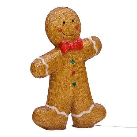 Akrylfigur lysende peberkage 60 faste LED'er højde 55 cm til udendørs brug