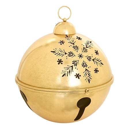 Udendørs dekoration metalklokke diam 52 cm guld