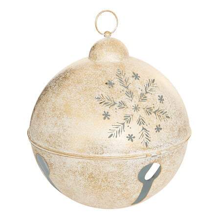 Udendørs dekoration metalklokke diam 41 cm hvid og guld