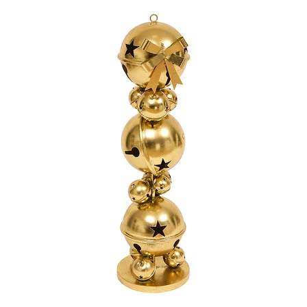 Udendørs dekoration 12 metalklokker højde 85 cm guld