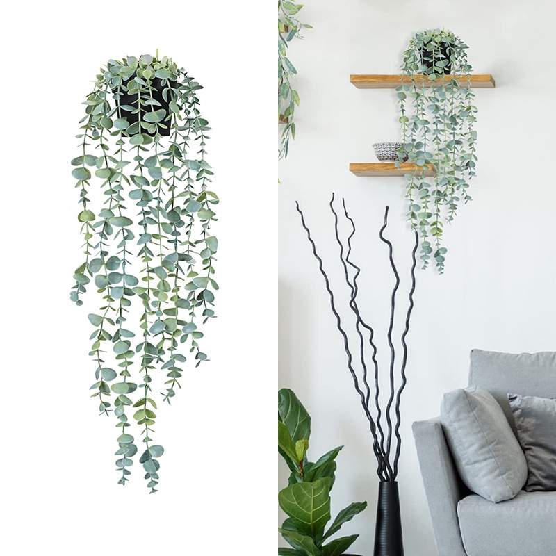 Hängande krukväxt grön konstgjord eukalyptusranka Mandala grå | Hem & Hobby | Pryloteket