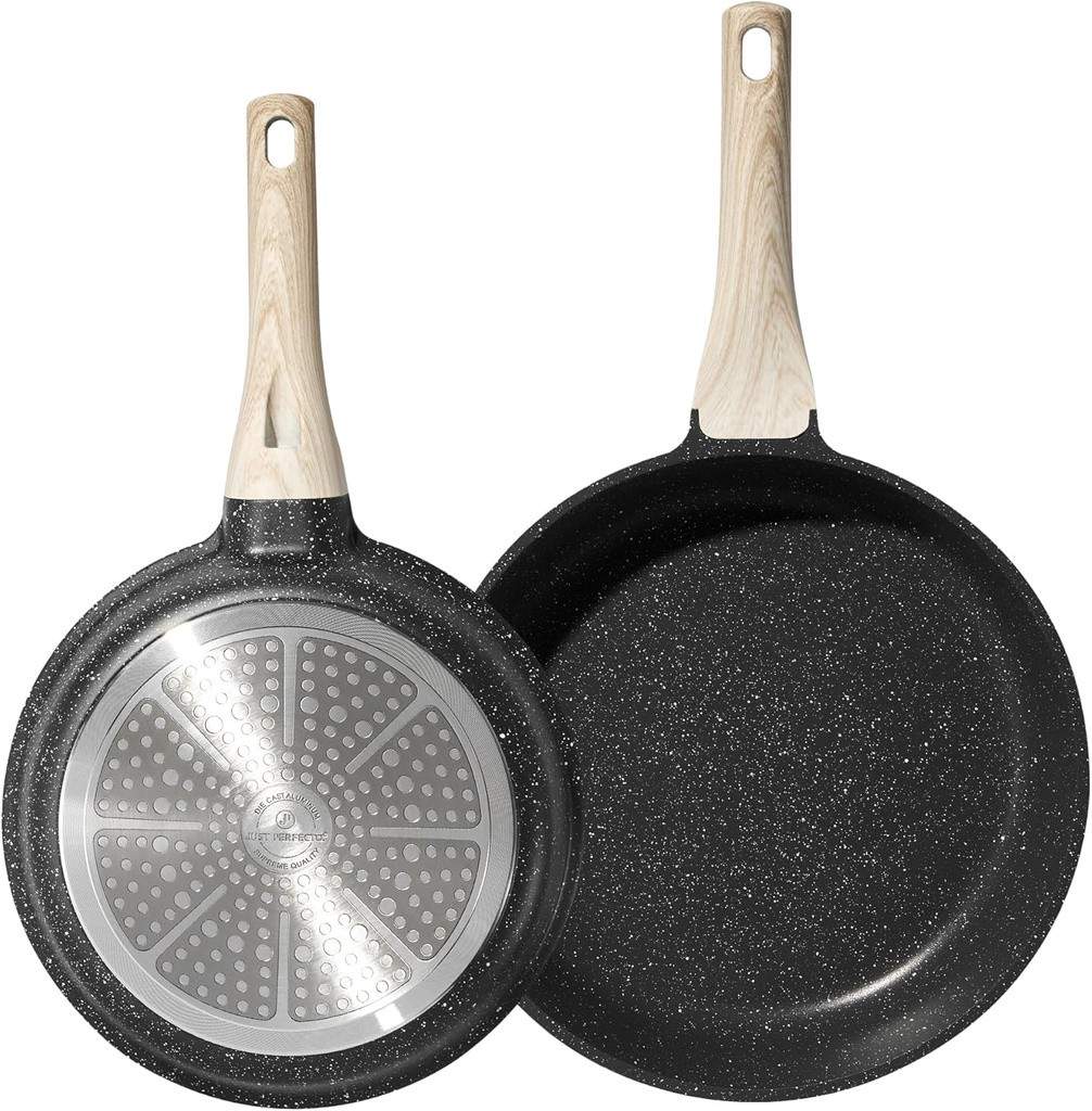 Granit stegepandesæt – 20/24 cm, non-stick, sort
