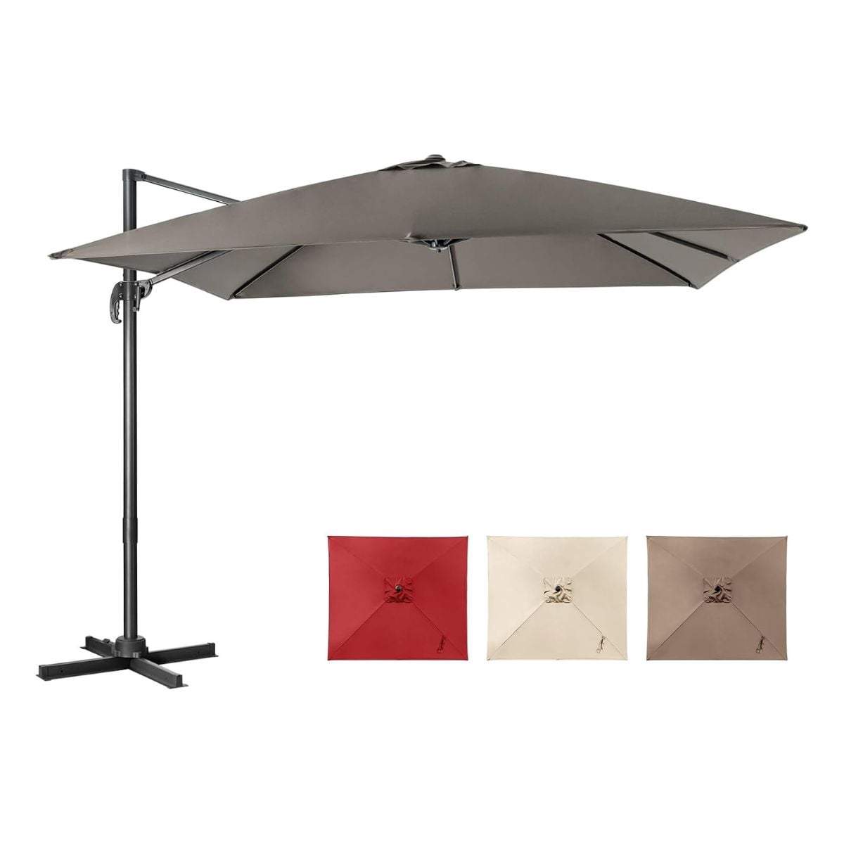 Grått 360 roterande parasoll, 300x300 cm, vattentåligt | Hem & Hobby | Pryloteket