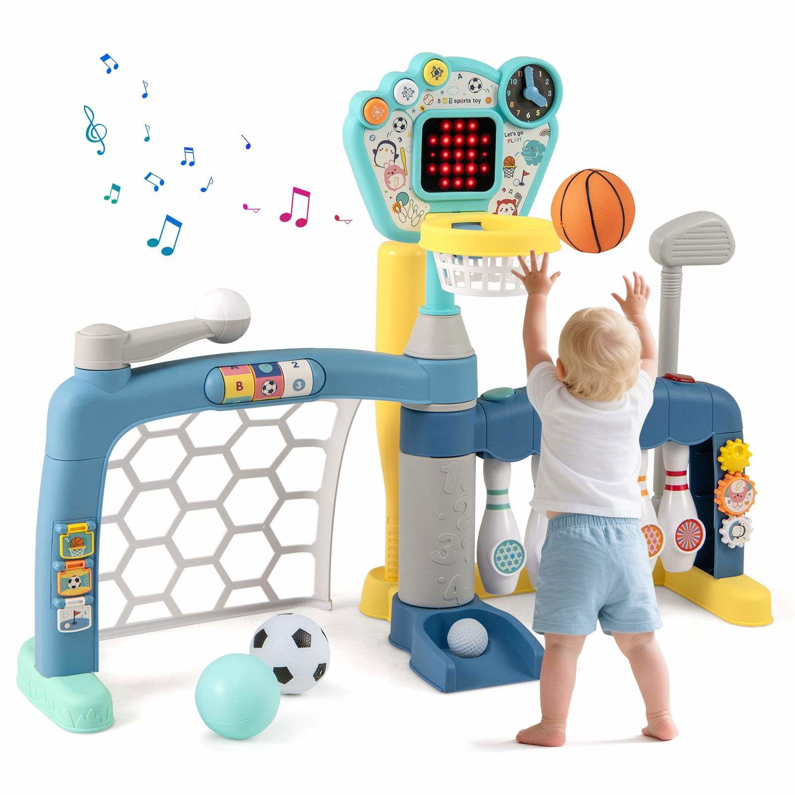 5-i-1 sportscenter til småbørn – basketball, fodbold, golf