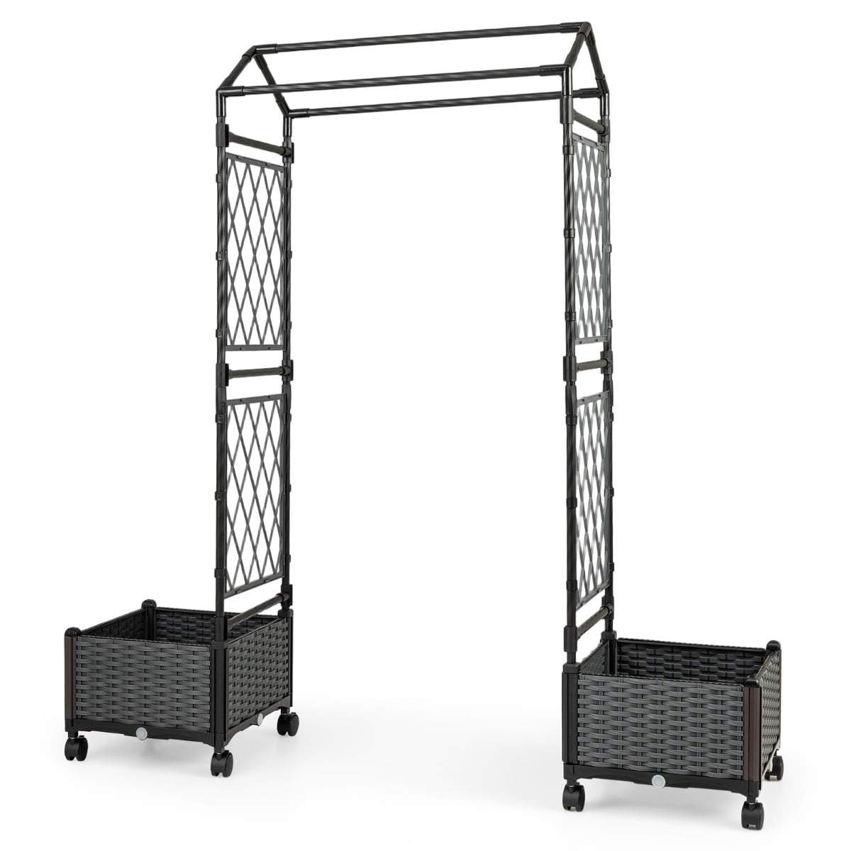 Hævet plantekasse med espalier og selvvandingssystem