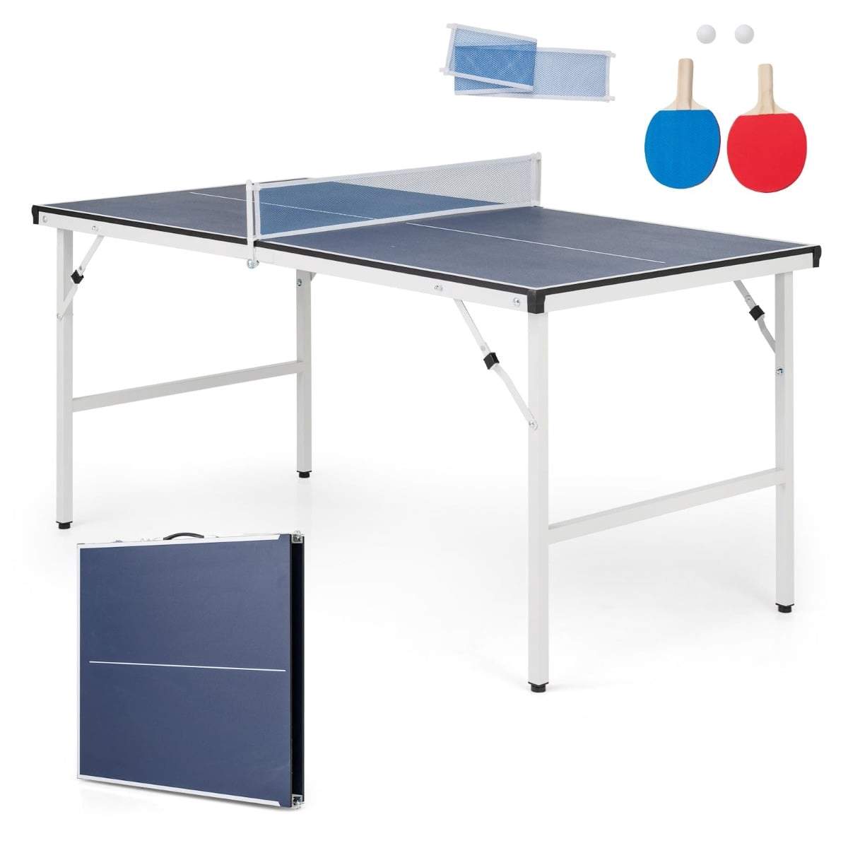 Hopfällbart bordtennisset med nät, paddlar och bollar | Hem & Hobby | Pryloteket