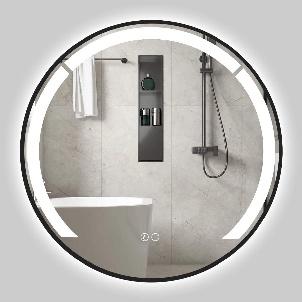 60 cm rund LED-badrumsspegel – imfri, justerbar belysning | Hem & Hobby | Pryloteket