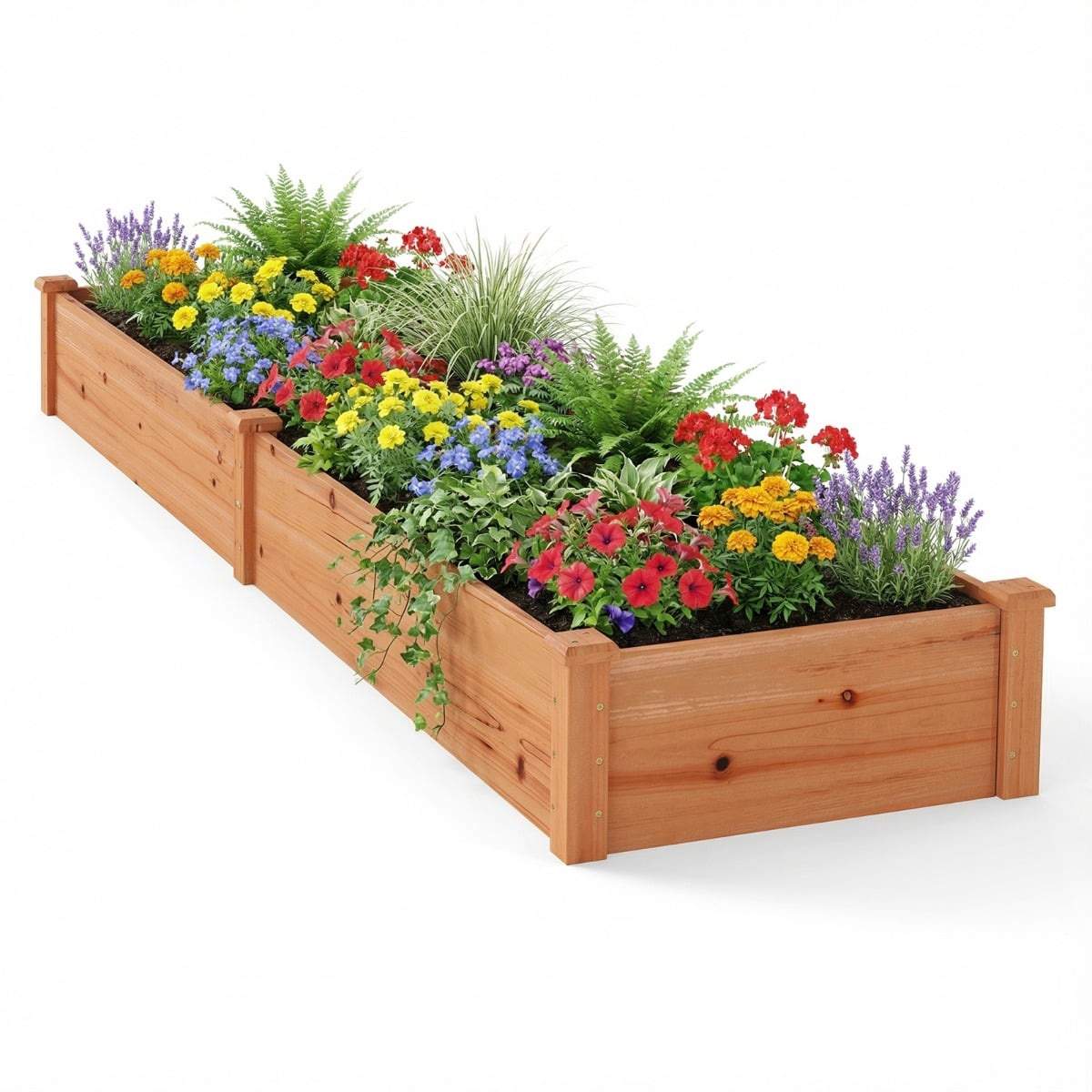 Højbed i træ, 240x60x25 cm, åben bund