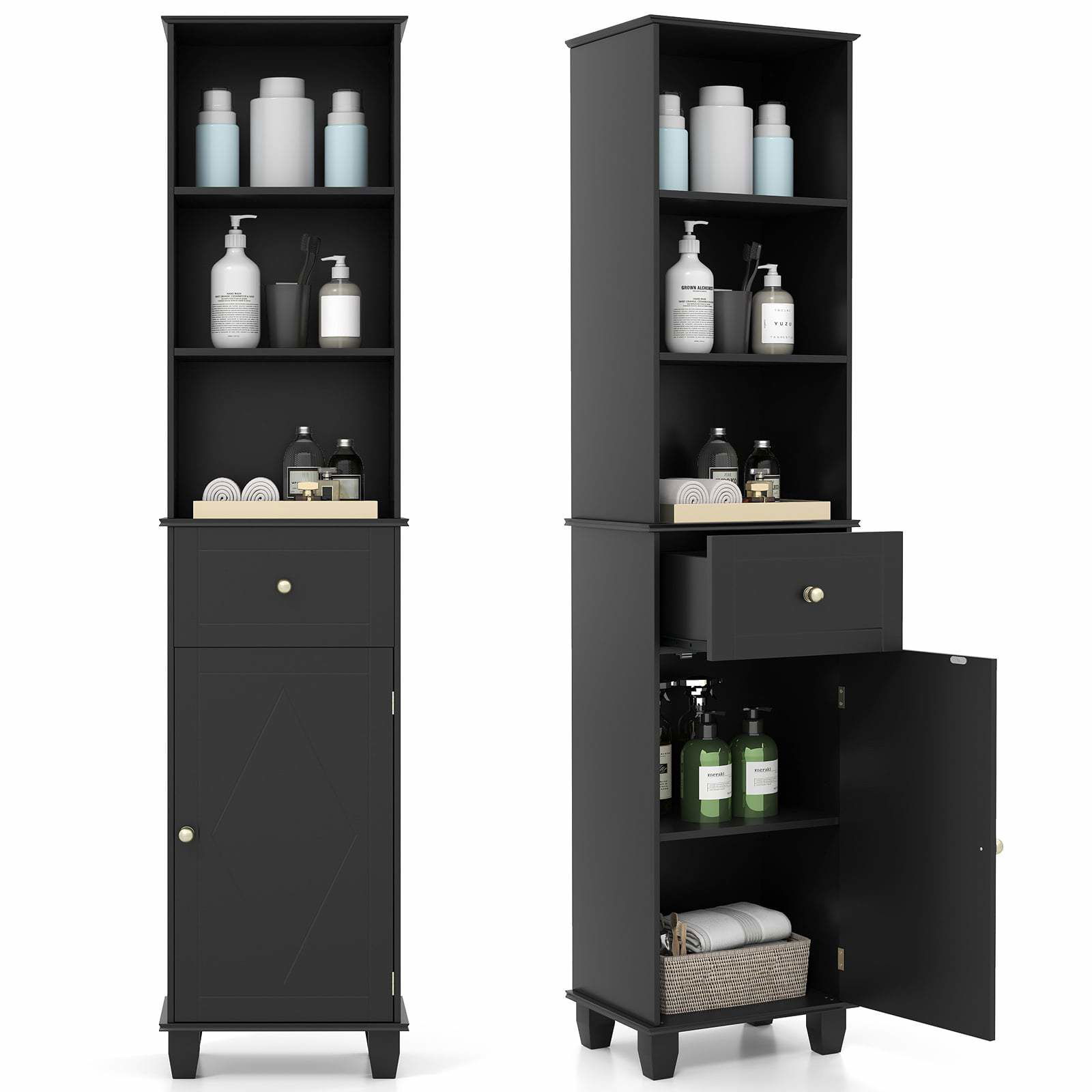 Högt svart badrumsskåp – Slank design, gott om förvaring | Hem & Hobby | Pryloteket