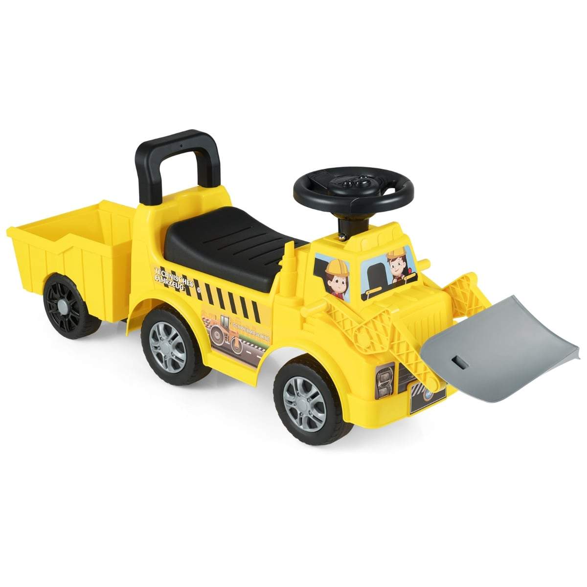 Barnbil med släpvagn och spade – Yellow Fun | Hem & Hobby | Pryloteket