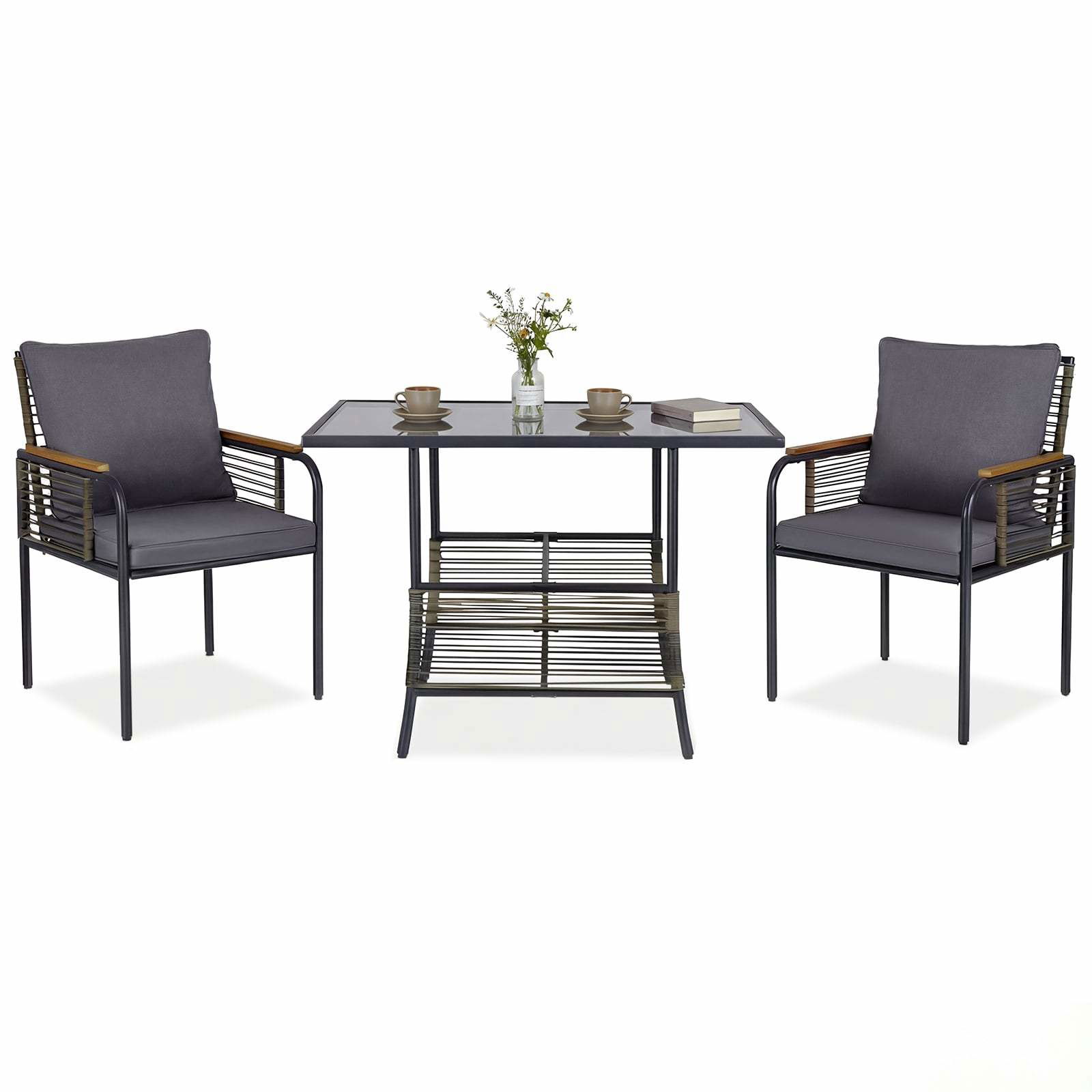 3-delat utomhusset i rotting med kuddar – platsbesparande design | Hem & Hobby | Pryloteket