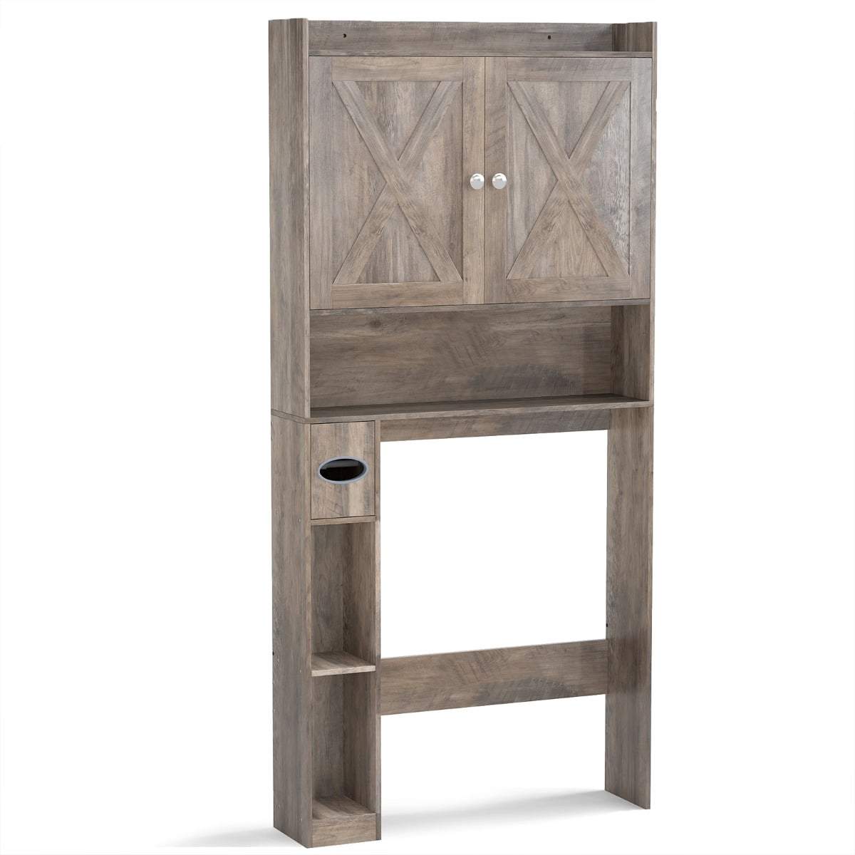 Badeværelsesskab med justerbare hylder og papirholder