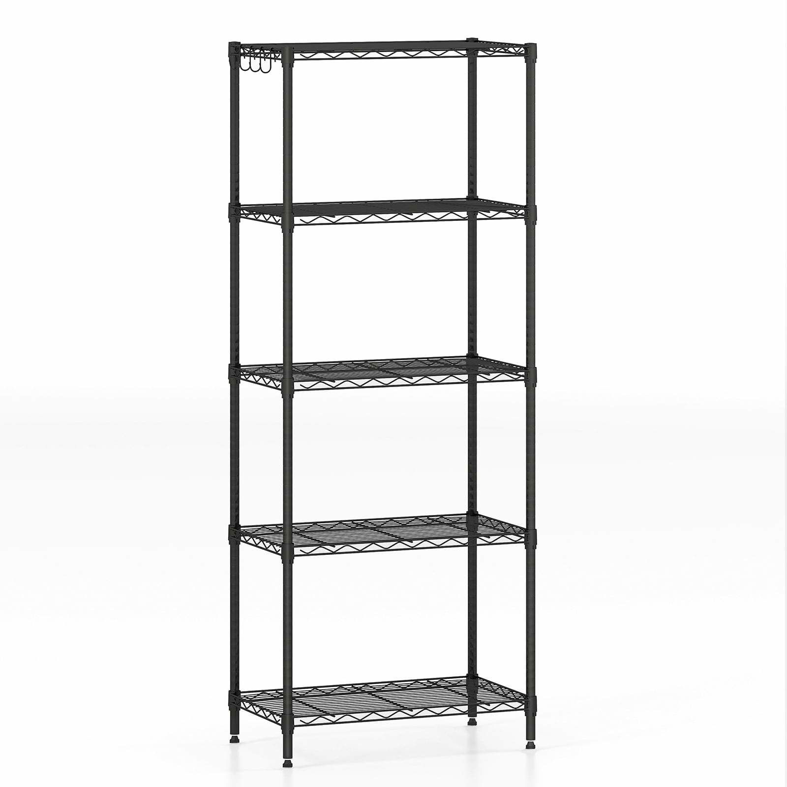 Kraftig justerbar metalopbevaringshylde, 5-lags, sort