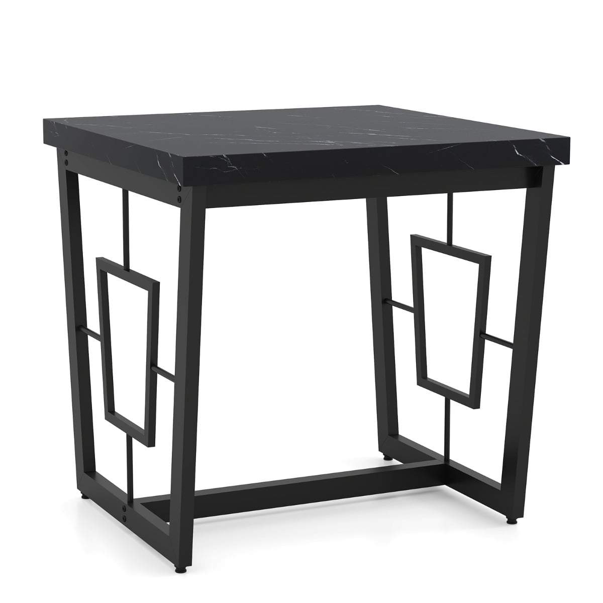 Sort firkantet marmor sidebord – 60x60x60 cm, justerbare fødder