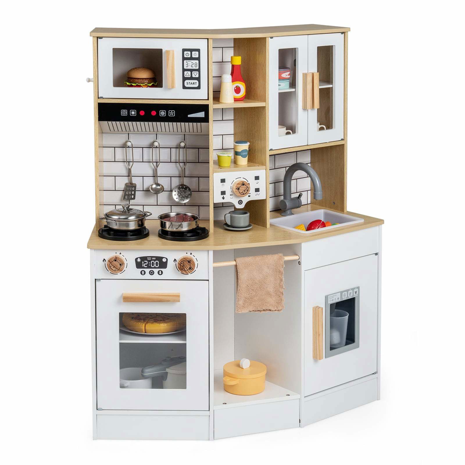 Trælegekøkken med lys, lyd og ismaskine