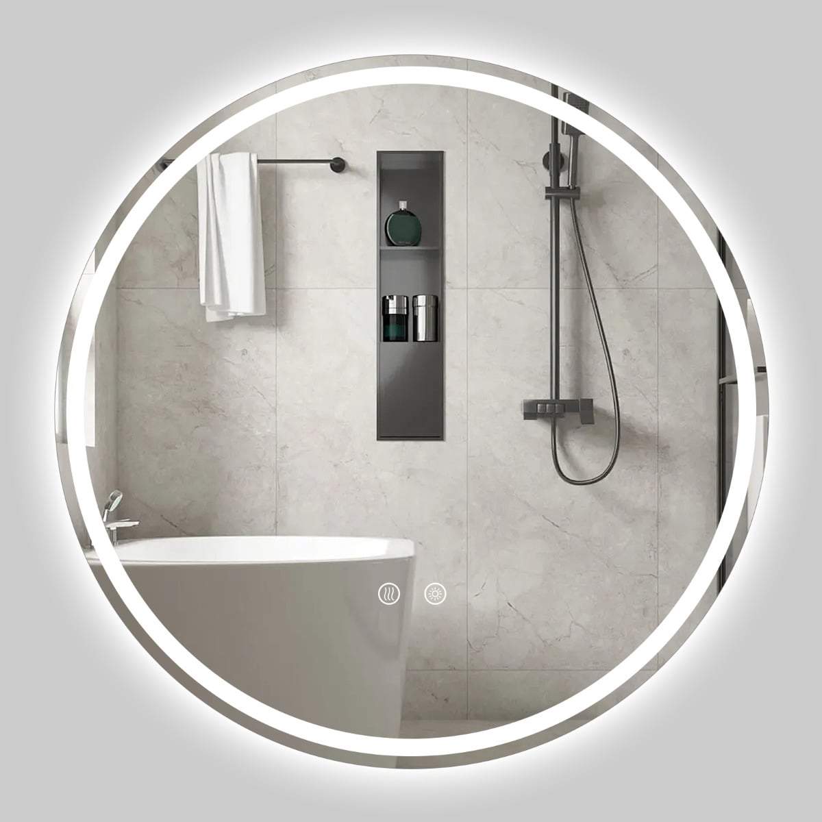 Rund LED-badrumsspegel, justerbar ljusstyrka och imskydd | Hem & Hobby | Pryloteket